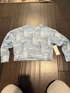 Yogalicious Light Blue Tie-Dye Crop Sweatshirt